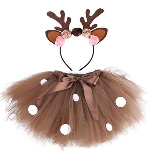 Jupe de cerf marron moelleux, Costume de noël pour enfants, Tulle de renne pour Halloween, carnaval, tenue pour enfants de 1 à 14 ans, 220326