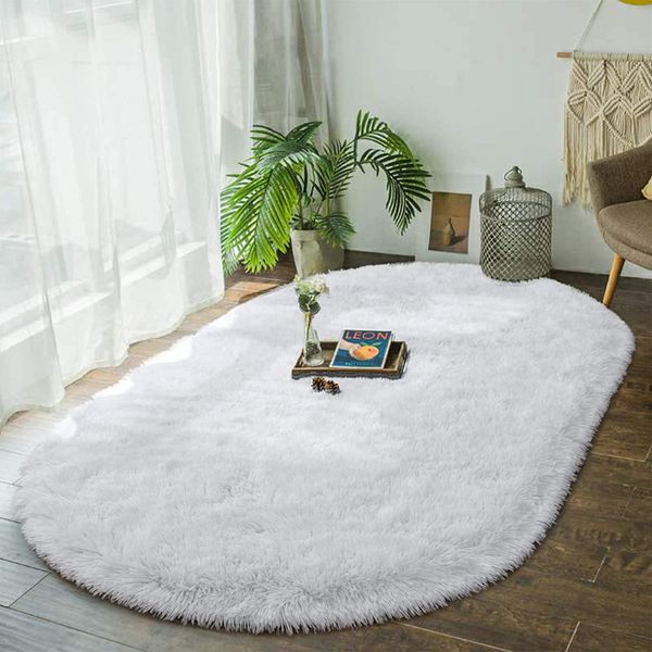 Tapis moelleux pour chambre à coucher salon des filles ovales douces tapis modernes en peluche de tapis shaggy tapis de décoration intérieure carpets confort