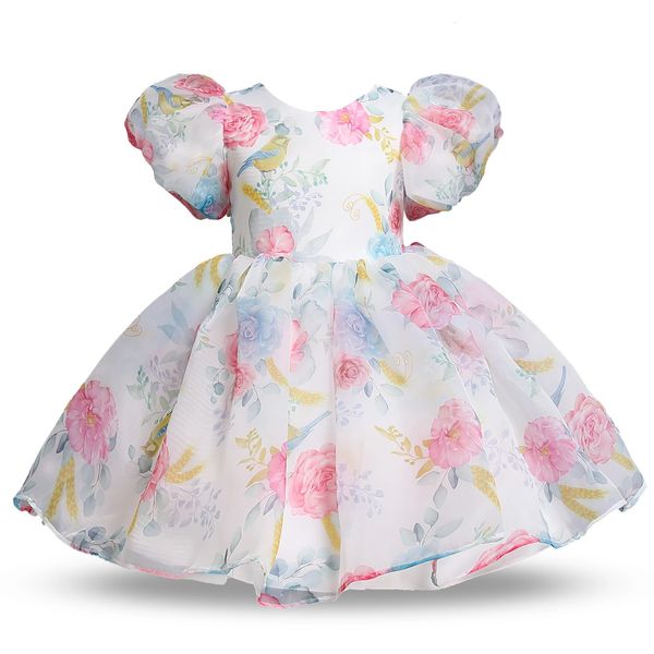 Fluffy Noël Filles Princesse Robe Fleur Année Bébé Enfants Fête De Mariage Robe De Bal Tulle Élégant Été Enfants Robes 240116