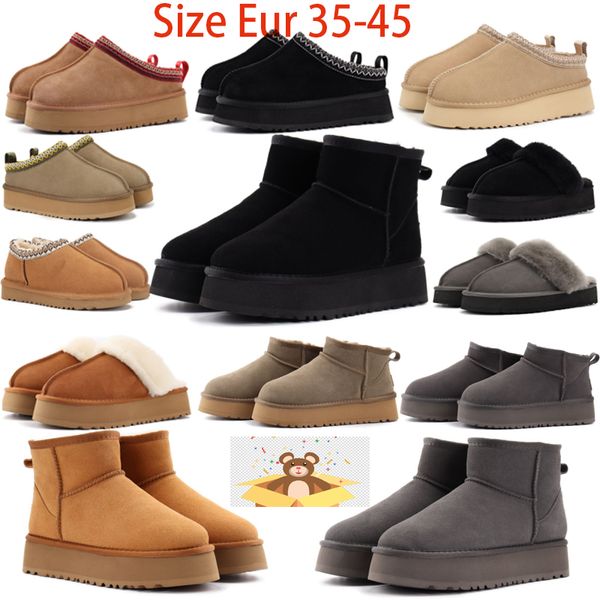 Fluffy Designer bottes Australie marque plate-forme bottes éraflures chaussures de laine en peau de mouton fourrure en cuir véritable marque classique décontracté femmes extérieur curseur hiver bottes uglie