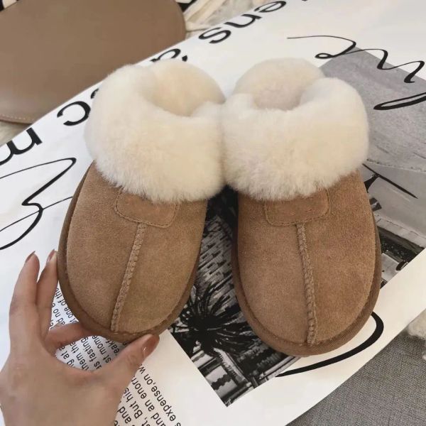 Fluffy Designer Pantoufles Australie plate-forme de marque éraflures chaussures de laine fourrure véritable cuir pantoufles d'hiver femmes ugglie pantoufles plus de couleur