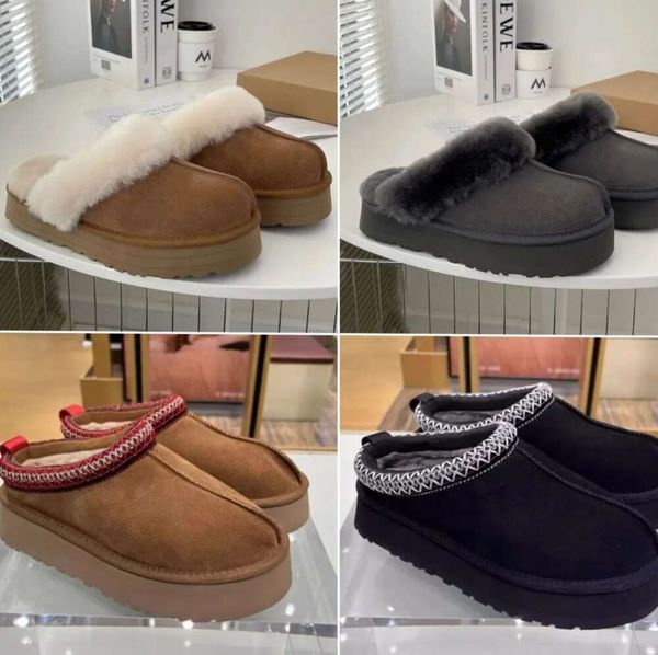 Fluffy Designer Tasman zapatillas australia marca Zapatillas plataforma desgastes zapatos de lana piel de oveja piel real invierno mujeres aman Botas de algodón muy cálidas invierno
