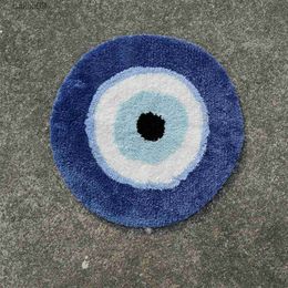 Fluffy Evil Eyes Circle Rug Soft Plush Tufted Carpet Dormitorio Sala de estar Decoración de Halloween Pad Antideslizante Baño Floor Mat T230519