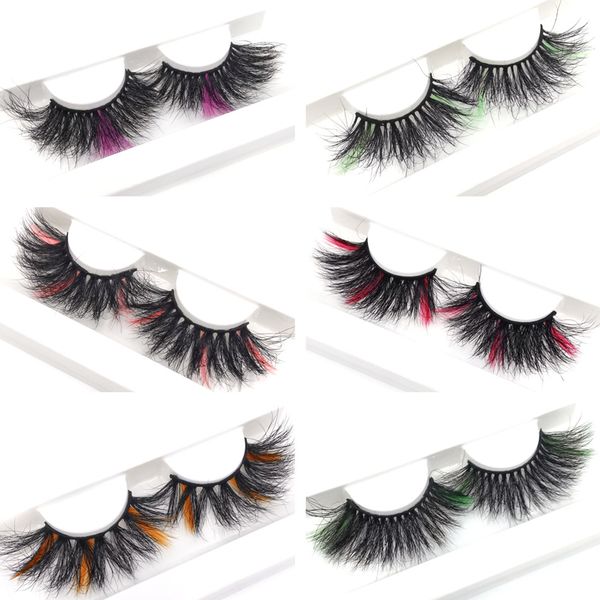 Cils moelleux 25mm couleur vison cheveux cils noir coloré multi-couche 3D faux cils scène maquillage usine en gros