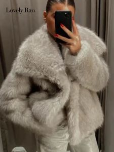 Fluffy Faux Fur Jacket Coat Women Long Sleeve Turn-down Collar Casual Warm Coat Female Winter Fashion Lady Jacket Luxury Outwear 240124