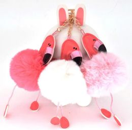 Porte-clés Fluffy Flamingo avec boule de fourrure de lapin - Cadeaux de fête parfaits pour les mariages, les anniversaires et les enterrements de vie de jeune fille - Accessoire amusant pour