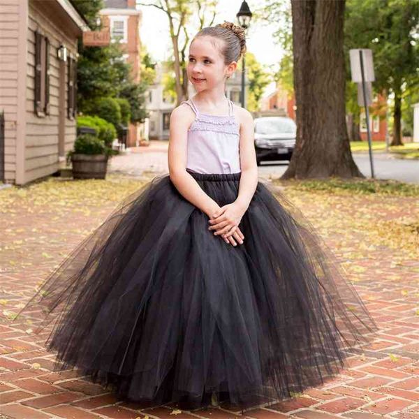 Jupe Tutu pleine longueur moelleuse pour filles longues jupes en tulle enfants longueur cheville tutus robe de bal pour anniversaire nouvel an costume fille 210331