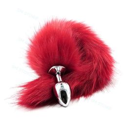 Bondage Fluffy Fur Fox Tail Stainless Steel Plug Cosplay Animal Pet Tails Stoppper #R78