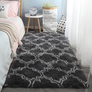 Tapis de cheveux moelleux pour salon décoration de la maison moderne cravate teint longue peluche tapis enfants chambre jardin tapis balcon coussin 231220