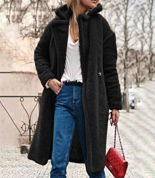 Fluffy Long Faux Fur manteau femme épaissis d'hiver faux streetwear noire manteau femelle streetwear cardigan stergan usterwear3677252