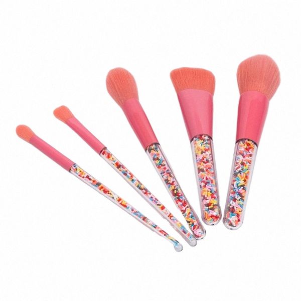 Juego de pinceles de maquillaje esponjosos, color caramelo, pincel Kabuki, cepillo para polvo suelto, pelo de cabra, pelo suave, sombra de ojos, herramientas de maquillaje w0IL #