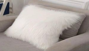 Housse de coussins moelleux, longue fourrure en peluche, blanche, décorative, pour lit, canapé, taie d'oreiller super douce, 45x45cm9407863
