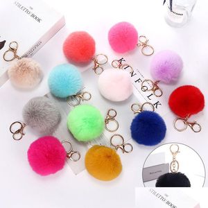 Pluizige Pom Sleutelhanger Zacht Faux Rex Konijnenbont Bal Autosleutelhangers Pompom P Sleutelhangers Sleutelhouder Vrouwen Tas Hanger Sieraden Drop Leveren Dhr5J