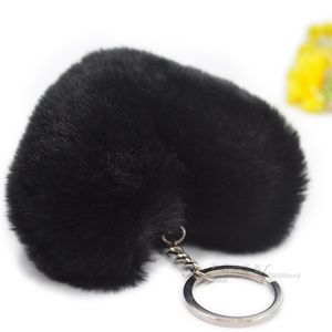 Pompon moelleux porte-clés cadeaux pour femmes doux coeur forme Pompon faux lapin porte-clés boule voiture sac accessoires porte-clés