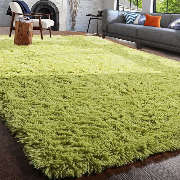 Moelleux doux vert salon tapis grand fourrure petits tapis enfants tapis enfants Shaggy chambre tapis pour pépinière 240117