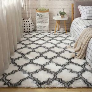 Tapis moelleux Tie Dye pour la décoration de la chambre à coucher tapis de sol moderne pour la maison grand Nordica lavable dans le salon tapis Shaggy blanc doux 240127