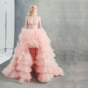 Robe de bal en Tulle moelleux, haut et bas, bretelles Spaghetti, à volants, pour occasions spéciales, Corset superposé en maille, robe formelle