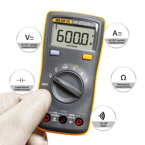 Fluke 106 Multimers Mini Palm Palm Digital Multimètre 6000 Compte facilement transporté MINI DMM METER