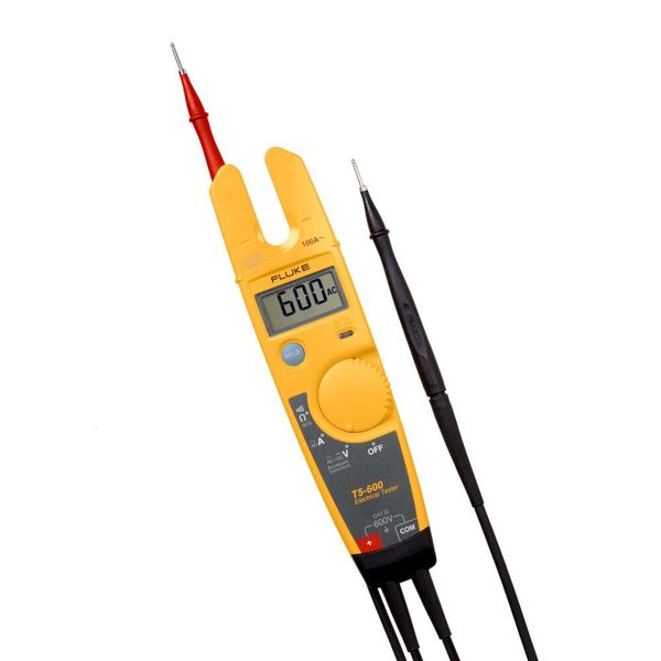 Fluke T5600E Tension électrique Continuité et testeur de courant - mesure jusqu'à 100A, sélectionne automatiquement la tension AC / CC pour les tests, comprend des fils détachables - fiable