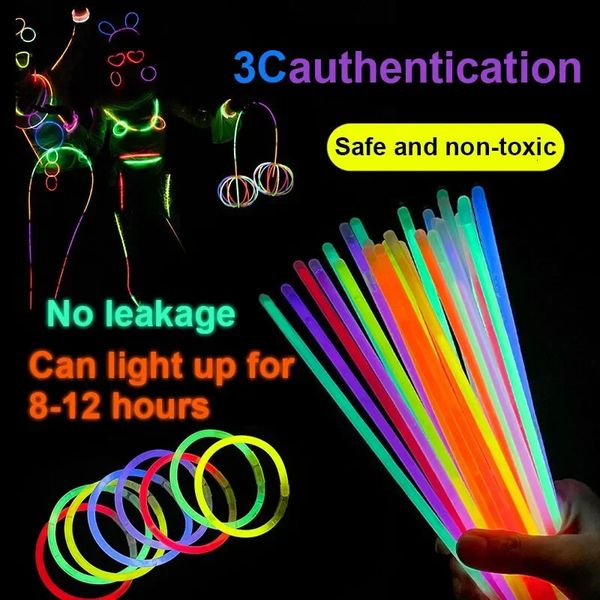 Fluorescence Glow Sticks Toys Bracelets Collier Fun Collier Neon Party Colorful Bright Lights Christmas / Halloween Decoration 240407