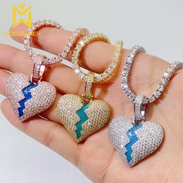 Fluorescentie hart moissaniet hanger kettingen voor mannen s sier real diamant ketting dames sieraden pass tester met gra