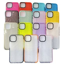 Coques transparentes transparentes bicolores de couleur fluorescente Coque arrière antichoc en TPU TPE pour iPhone 14 13 12 Mini 11 Pro Max XR XS X 6 7 8 Plus SE2