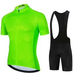 Couleur solide vert fluorescent hommes à manches courtes jersey à cycle