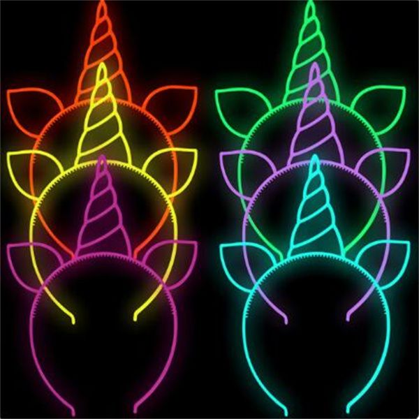 Diadema de plástico fluorescente para el pelo, suministros para fiestas que brillan en la oscuridad, fotomatón para niños, adultos, decoración de cumpleaños y bodas Diadema con orejas de gato