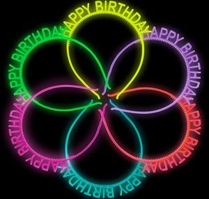 Happy Birthday Birthday Head Band de seda Fluorescente Cinta de seda Clear Pl￡stica Tartnombra de pl￡stico Mujeres que brillan en las coronas oscuras Tiara Tiara Neon Party Regals