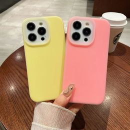 Fluorescerende Jelly Liquid Silicone Phone Case voor iPhone 14 13 12 11 15 Pro Max plus cameralens bescherming Mat Cover Skin Feel Silicone Shockproof Cover