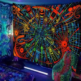 Psicodélico fluorescente Stary Sky Space Tapestry Wall Hanging UV Reactive Calavera Hermosa habitación Decoración del hogar