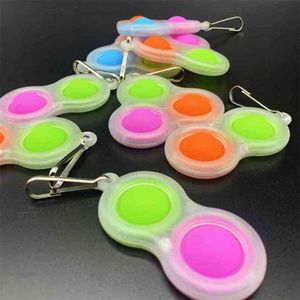 Fluorescerende push bubble sleutelhanger popper fidget sensory toy sleutelhanger gloed in de donkere autisme speciale behoeften stress reliever eenvoudige kinderen baby sleutelhanger h31kp48