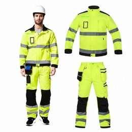 Ceinture réfléchissante jaune fluorescente, vêtements de travail de nuit fendus avec plusieurs poches, atelier de réparation de machines, sécurité globale c3Sp #