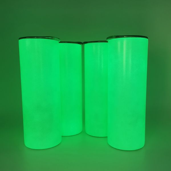 Cylindre de fluoresence Tasse à café de 20oz Glow dans la cuvette de sublimation sombre Transferts thermiques Tasses Tasses lumineuses DIY DIY Transfert de chaleur Tabouillet