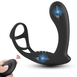 Flxur mannelijke prostaatmassager anale vibrator met penis ring plug vertraging ejaculatie kont dildo volwassen seks speelgoed voor mannen gay 240326