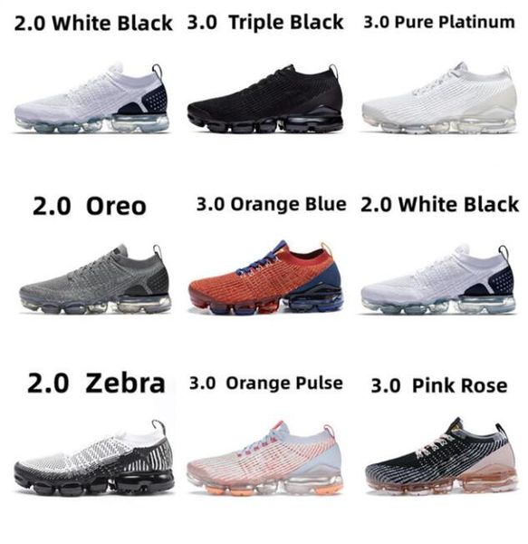 Fly 2.0 3.0 Chaussures de course décontractées pour hommes Noir Mike Vapar Maxx Gris Brouillard Brillant Mangue Orange Chrome Gym Bleu Triple Noir Hommes Femmes Designer FK Noir Anthracite Baskets