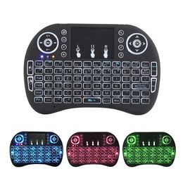 i8 Toetsenbord Verlicht 2.4G Afstandsbedieningen Draadloze Fly Air Mouse Oplaadbaar Met Backlight Touchpad Voor MXQ pro X96 TV Box