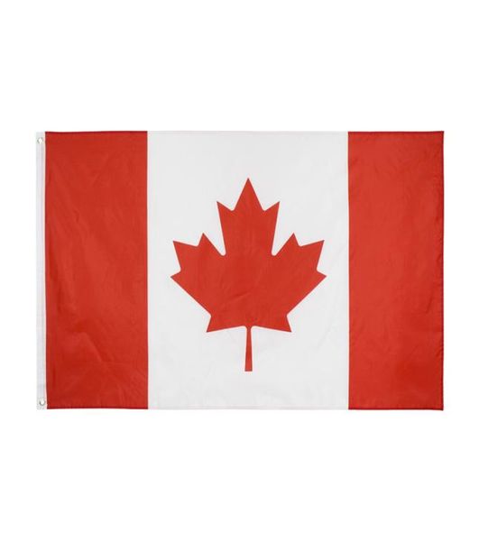 Fly Breeze 3x5FT 2X3FT 90X160CM 60X90CM Pie Encabezado de bandera de Canadá Banderas nacionales canadienses de doble costura Banner utilizado para el festival H4383327