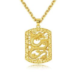 Collier pendentif motif Dragon volant, chaîne en or jaune 18 carats, solide, beau cadeau pour hommes, bijoux de déclaration 310S