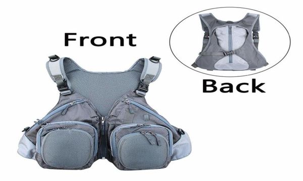 Mochila de pesca con mosca, chaleco combinado, chaleco de pesca con mosca gris, paquete de eslinga de pesca con almacenamiento de carcasa dura para equipo de aparejos y acceso7684946