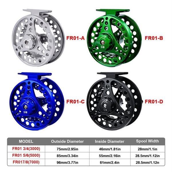 Carretes de pesca con mosca 3 4 5 6 7 8 carrete de pesca con mosca carrete de mosca de aluminio máquina CNC cortada cenador grande fundición a presión 226i