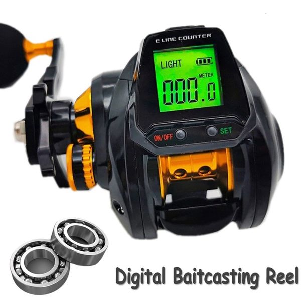 Carrete de pesca con mosca 2 63 1 Carrete de baitcasting digital con contador de línea preciso Pantalla grande Alarma de mordida Mano izquierda Contando carretes de pescado Tackle 230907