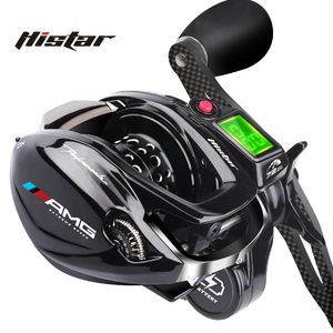 Vliegvismolens2 HISTAR Lange Casting 7.2 1 Hoge verhouding 10kg Sleepkracht 9 1 BB Magnetisch remmen AMG Backlight Digitale LED Baitcasting Reel 230909