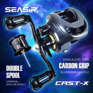 Fly Fishing Reels2 SEASIR Cast-X Double Spool Baitcasting Mico Fishing Reel 7.3 1 High Speed Gear Ratio Fresh Saltwater Magnetic Brake Fishing Coil 230927