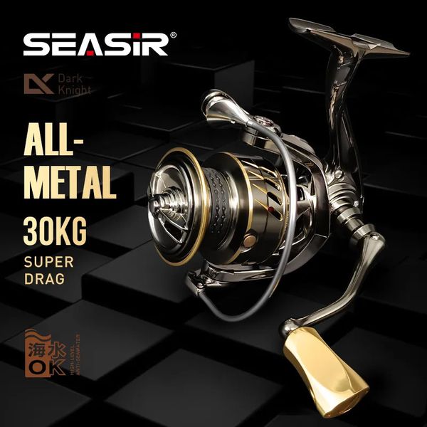 Carrete de pesca con mosca 2 SEASIR Dark Knight Power Handle Ultra Light All Metal Spinning Reel 71BB Super Drag 30 kg Aparejos de agua salada 231129