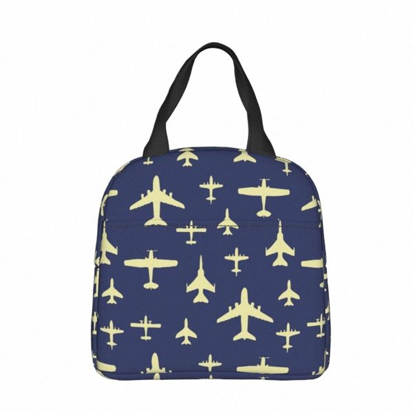 Fly Past Airplanes Sac à lunch isolé Portable Pilot Air Fighter Sac isotherme réutilisable Fourre-tout Boîte à lunch Travail Sacs à main alimentaires en plein air A9jr #