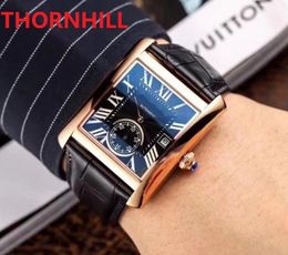 Montres pour hommes à cadran carré à volant volant 40mm montre de luxe montre de machines automatiques en cuir véritable Super montres-bracelets