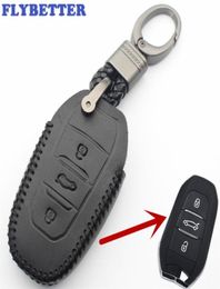 Flybetter Gentine Leather 3Button Smart Key Caxe Couverture pour Peugeot 30085082008 pour Citroen C4LDS6C6DS5 Style de voiture L3427447850