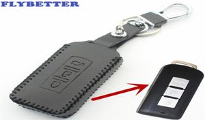 Flybetter Leather Genuine Leather 3 Button Smart Key Case Cover para Mitsubishi Outlanderlancer 10Pajero Sport ASX Car Styling L217778737715