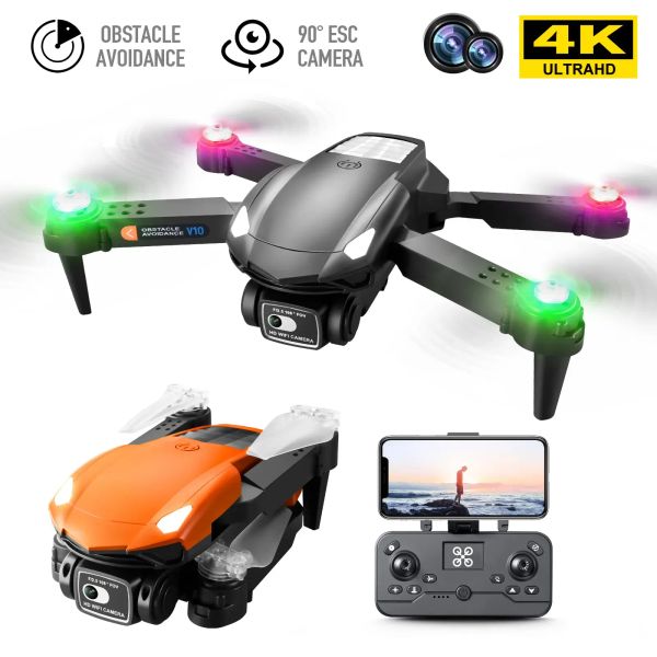 FlyCam V10 Drone Light Show 4K HD double caméras photographie aérienne évitement d'obstacles conception pliante Mini FPV GPS Drones détecteur de drone pliable parfait flux optique